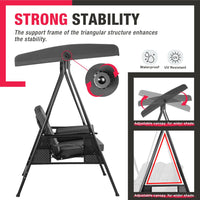 Pamapic 2-Seat Patio Swing Chair with Stand & Adjustable Canopy