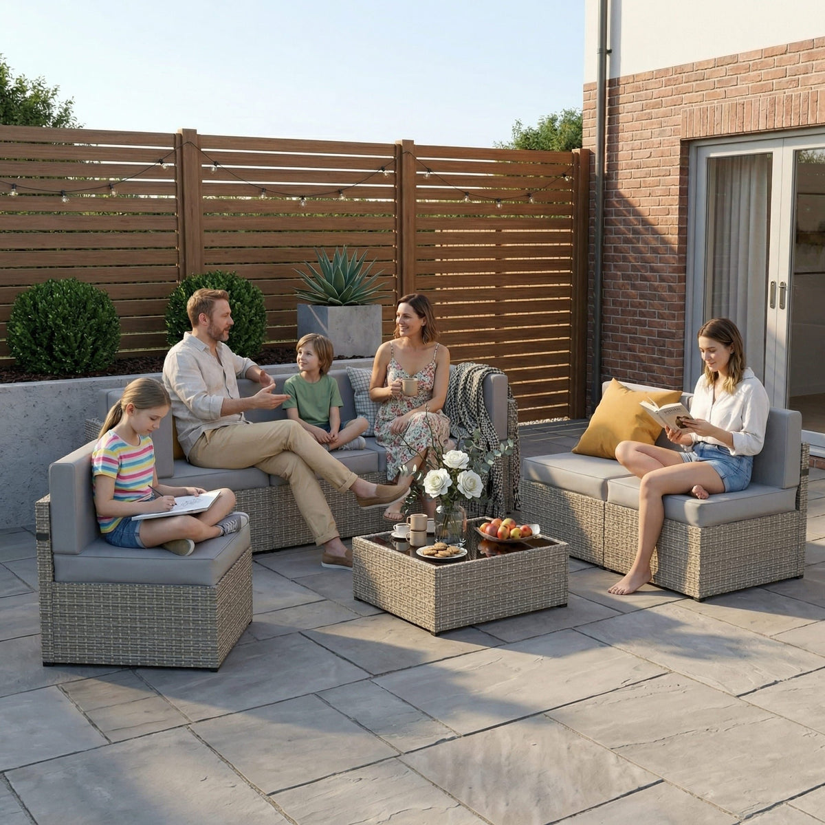 Axis 110" Classic Outdoor Sectional Set, 7-Piece