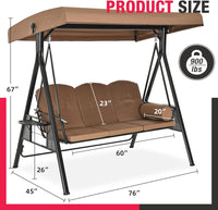 Pamapic 2-Seat Patio Swing Chair with Stand & Adjustable Canopy