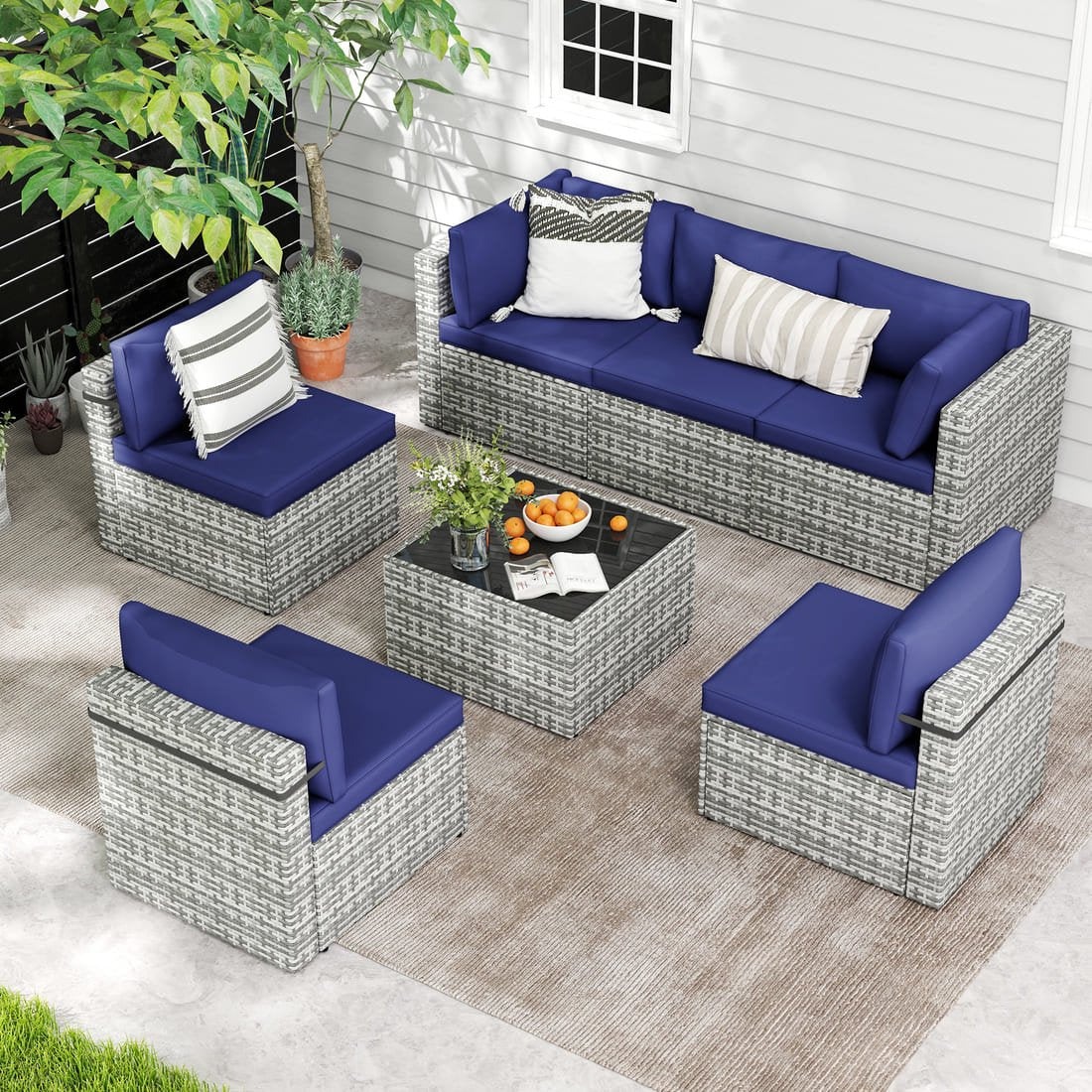 Axis 110" Classic Outdoor Sectional Set, 7-Piece