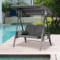 Pamapic 2-Seat Patio Swing Chair with Stand & Adjustable Canopy
