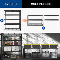 BILT HARD 60" W x 24" D Garage Shelving 3300 LBS, 72" H Storage Shelves, Heavy Duty 5-Tier Metal Shelving Units with Adjustable Shelf, Steel Wire Utility Shelving