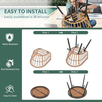 Pamapic Patio Round Dining Set with Wood Table Top & Wicker Rattan Chairs