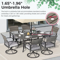 Pamapic Dining Table with 6 Swivel Chairs (7 Pieces)
