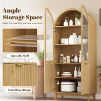 Pamapic Modern Farmhouse Arched Cabinet with Glass Doors & Adjustable Shelves