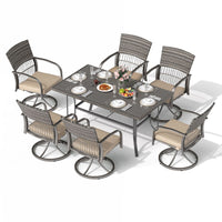 Pamapic Dining Table with 6 Swivel Chairs (7 Pieces)