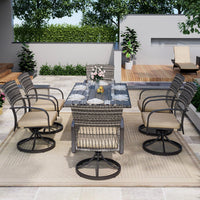 Pamapic Dining Table with 6 Swivel Chairs (7 Pieces)