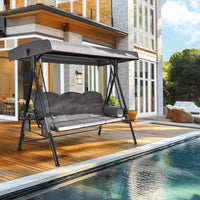 Pamapic 2-Seat Patio Swing Chair with Stand & Adjustable Canopy