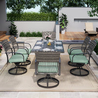 Pamapic Dining Table with 6 Swivel Chairs (7 Pieces)