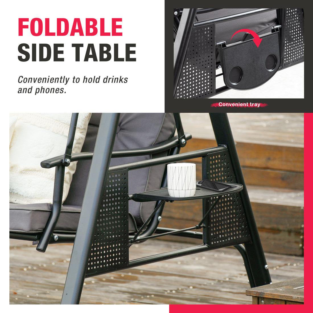 Pamapic 2-Seat Patio Swing Chair with Stand & Adjustable Canopy