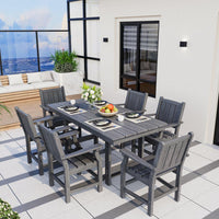 Pamapic 2 in 1 Patio Swing with 7 Pieces HDPE Dining Sets