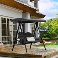 Pamapic 2-Seat Patio Swing Chair with Stand & Adjustable Canopy