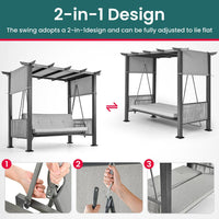 Pamapic 2 in 1 Patio Swing with 7 Pieces HDPE Dining Sets