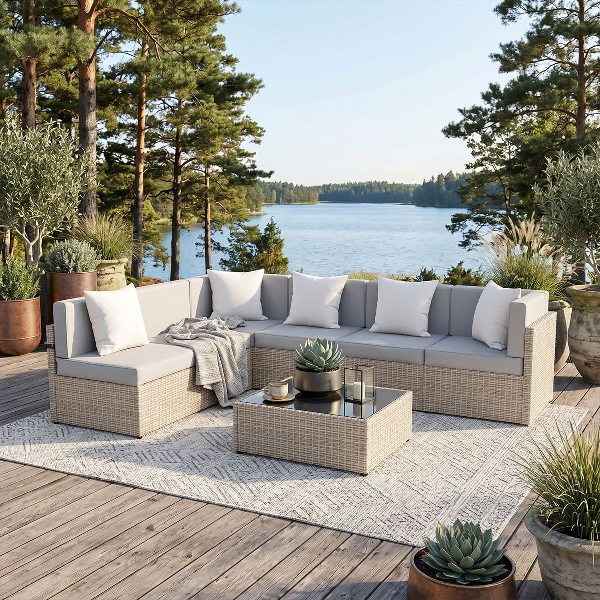 Axis 110" Classic Outdoor Sectional Set, 7-Piece