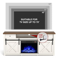 Pamapic 3-Sided Electric Fireplace TV Stand, Farmhouse Entertainment Center with 36" LED Fireplace & Glass Doors for Living Room