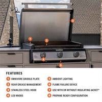 Blackstone 28" Deep Kitchen Griddle in Stainless Steel w/Hood