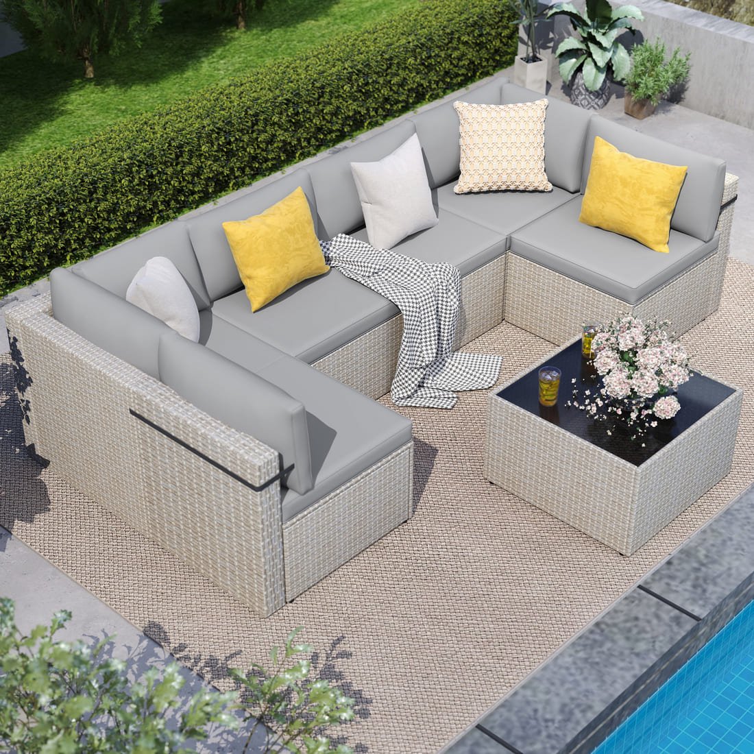 Axis 110" Classic Outdoor Sectional Set, 7-Piece