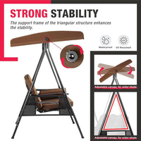 Pamapic 2-Seat Patio Swing Chair with Stand & Adjustable Canopy