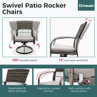 Pamapic Dining Table with 6 Swivel Chairs (7 Pieces)