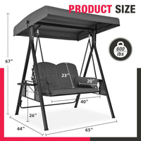 Pamapic 2-Seat Patio Swing Chair with Stand & Adjustable Canopy