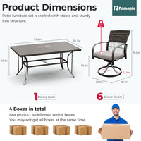 Pamapic Dining Table with 6 Swivel Chairs (7 Pieces)