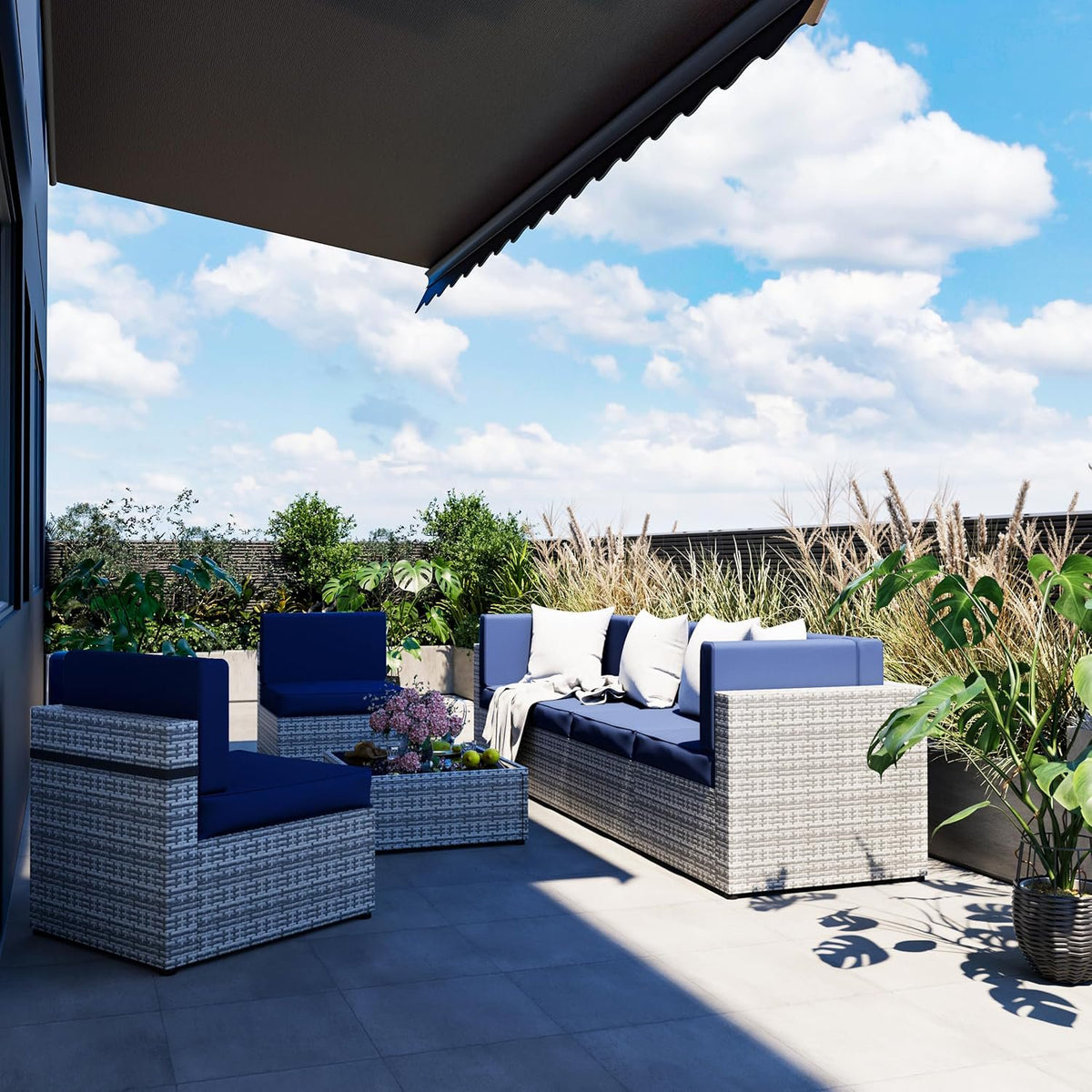 Axis 110" Classic Outdoor Sectional Set, 7-Piece