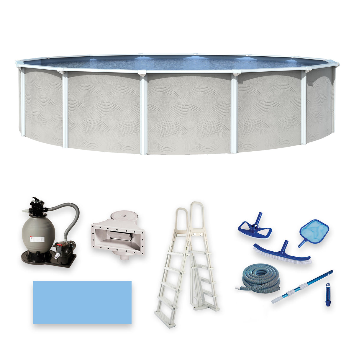 24' Round Above-Ground Pool Package with 52" Steel Wall | Belize | 15-Year Warranty