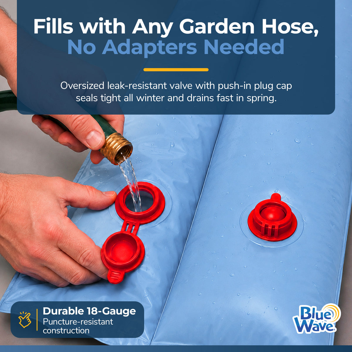 Blue Wave 8' Double Chamber Water Tube, Blue for In Ground Winter Covers, 5-Pack, feature detail (image 4)