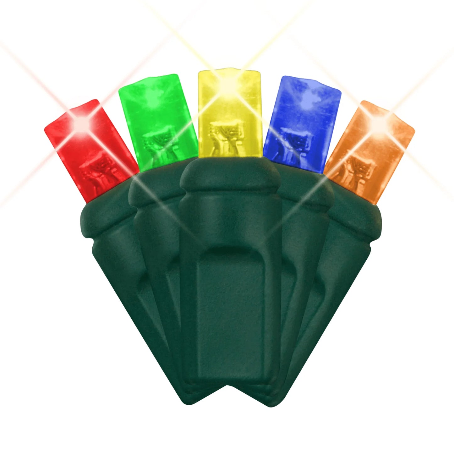 LED Mini Lights 5MM Multicolor Soft Twinkle Green Wire - 6" Spacing