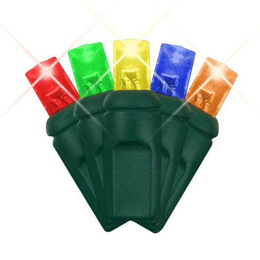 LED Mini Lights 5MM Multicolor Soft Twinkle Green Wire - 6" Spacing