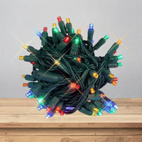 LED Mini Lights 5MM Multicolor Soft Twinkle Green Wire - 6" Spacing
