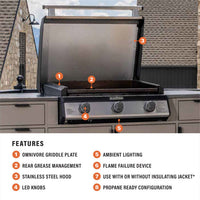Blackstone 28" Deep Kitchen Griddle in Stainless Steel w/Hood