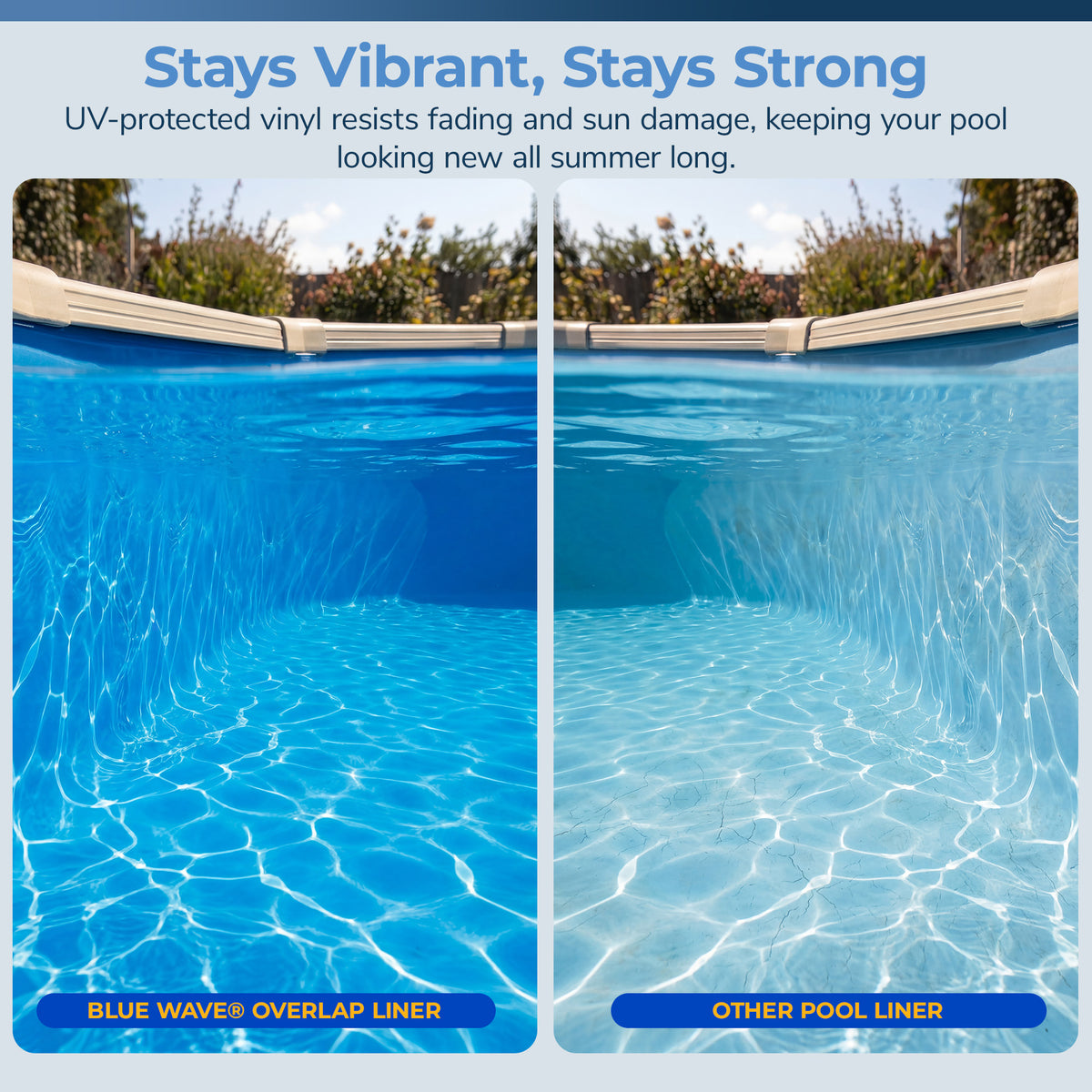 Solid Blue pool liner, 15' Round, feature detail (image 5)