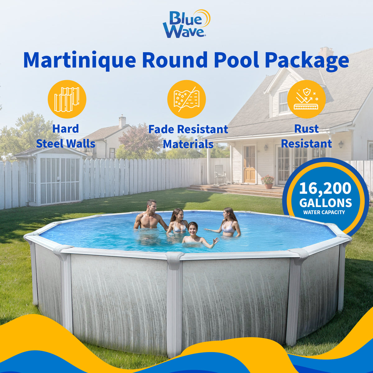 Martinique 27' Round above-ground pool package, feature detail (image 3)