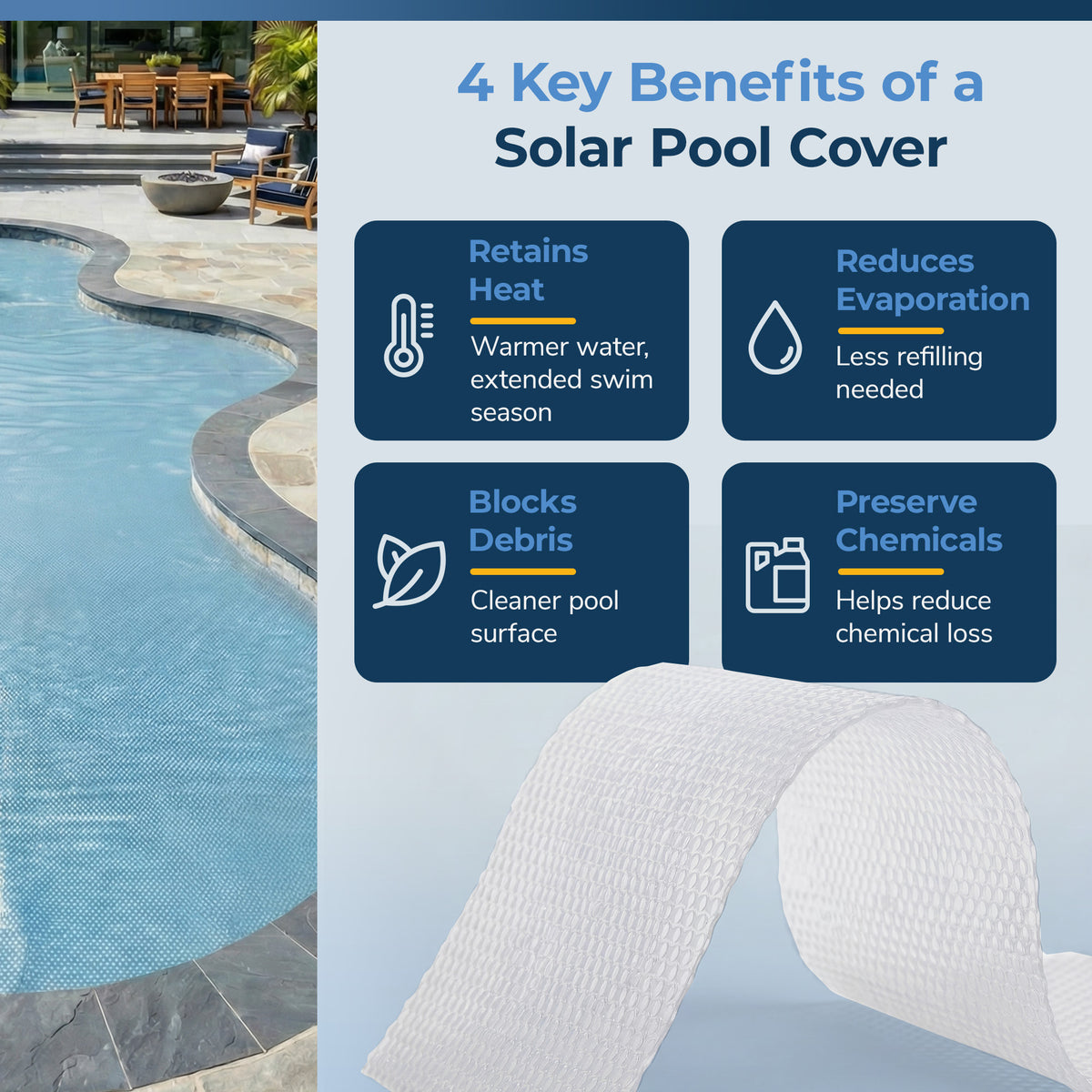 Blue Wave 12' x 24' Rectangle 14 Mil Clear Solar Cover for In-Ground Pools, feature detail (image 6)