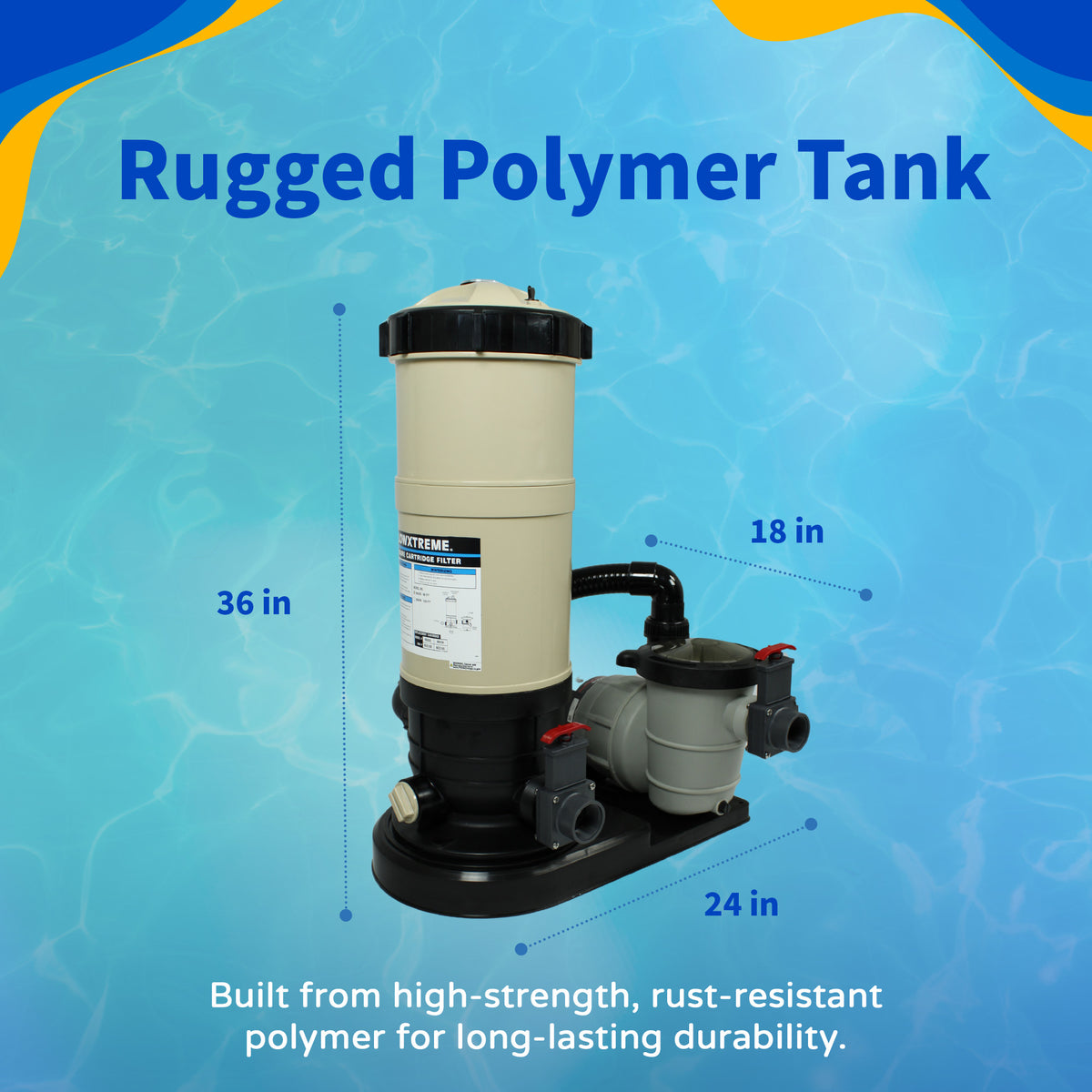 FlowExtreme 90 SF Cartridge Filter System with 1 HP Pump for Above Ground Pools, feature detail (image 3)