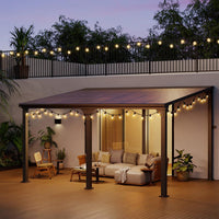 Pamapic Hardtop Lean to Gazebo with Polycarbonate Roof for patio, Deck