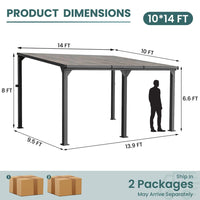 Pamapic Hardtop Lean to Gazebo with Polycarbonate Roof for patio, Deck