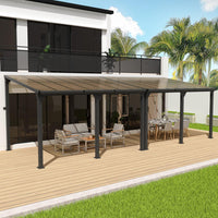 Pamapic Hardtop Lean to Gazebo with Polycarbonate Roof for patio, Deck