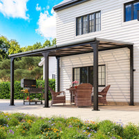 Pamapic Hardtop Lean to Gazebo with Polycarbonate Roof for patio, Deck