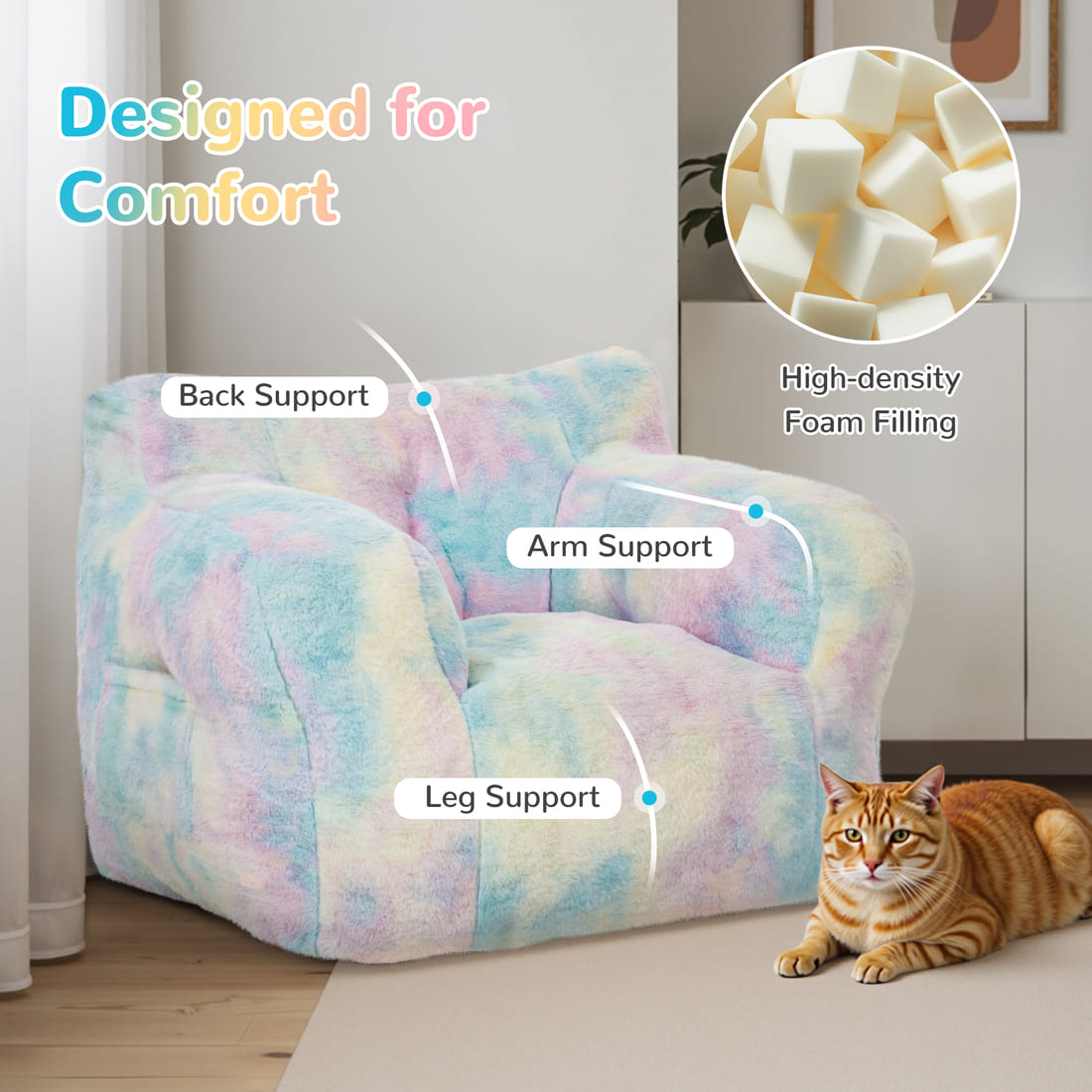 Pamapic Teens Bean Bag Chairs for Kids Gaming Playroom, Dorm & Reading Room