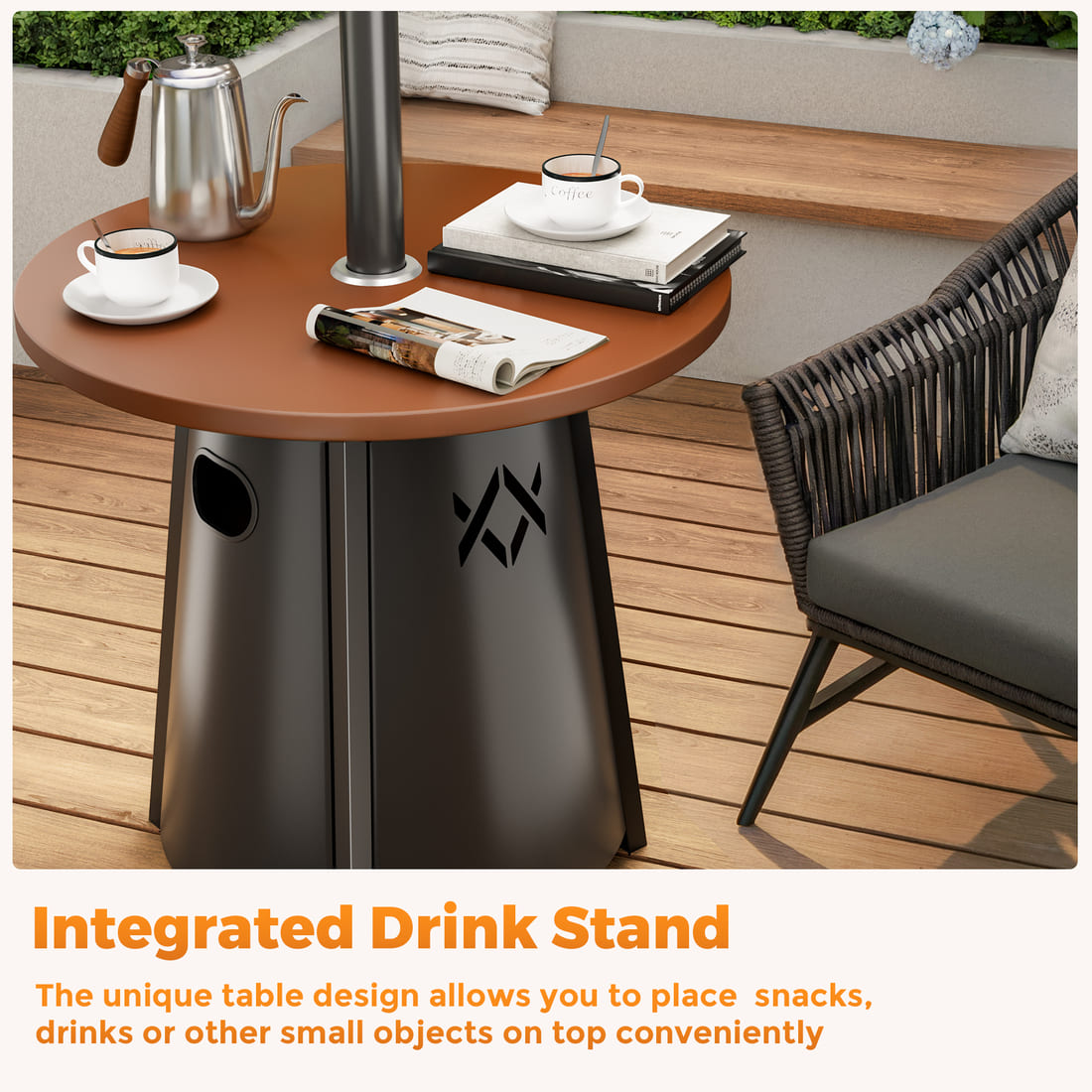 Pamapic 50,000 BTU Patio Propane Heater with 27.6" Round Table Design for Porch, Garden, Residential & Commercial Use