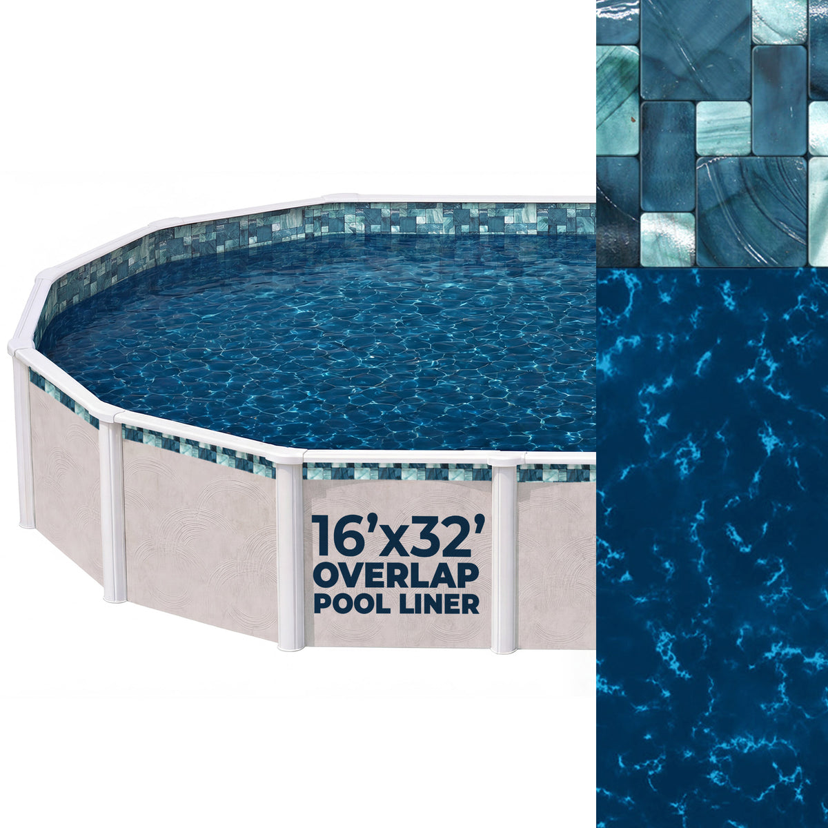 32' x 16' Oval Emerald Coast 13 Mil Overlap Pool Liner (NL610-20)
