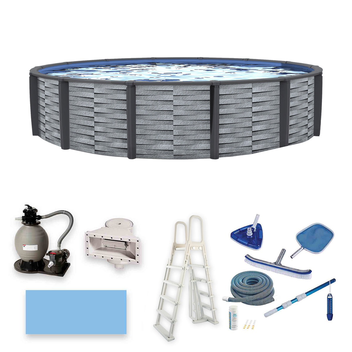 30' Round Resin Above-Ground Pool Package with 52" Steel Wall | Affinity | 30-Year Warranty