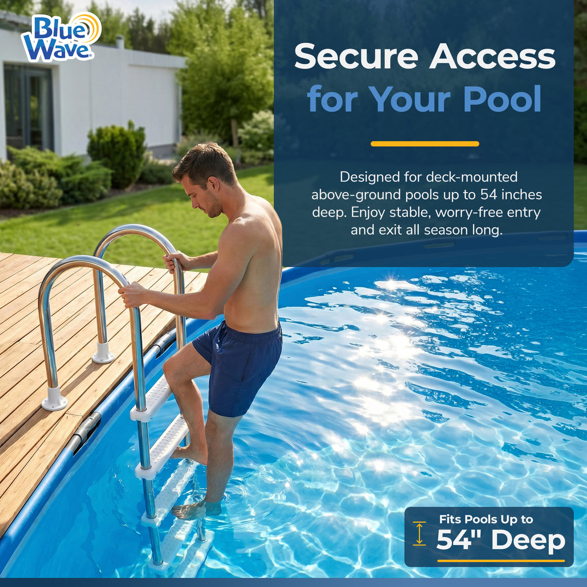 Standard Stainless Steel In-Pool Ladder for Above Ground Pools, feature detail (image 3)