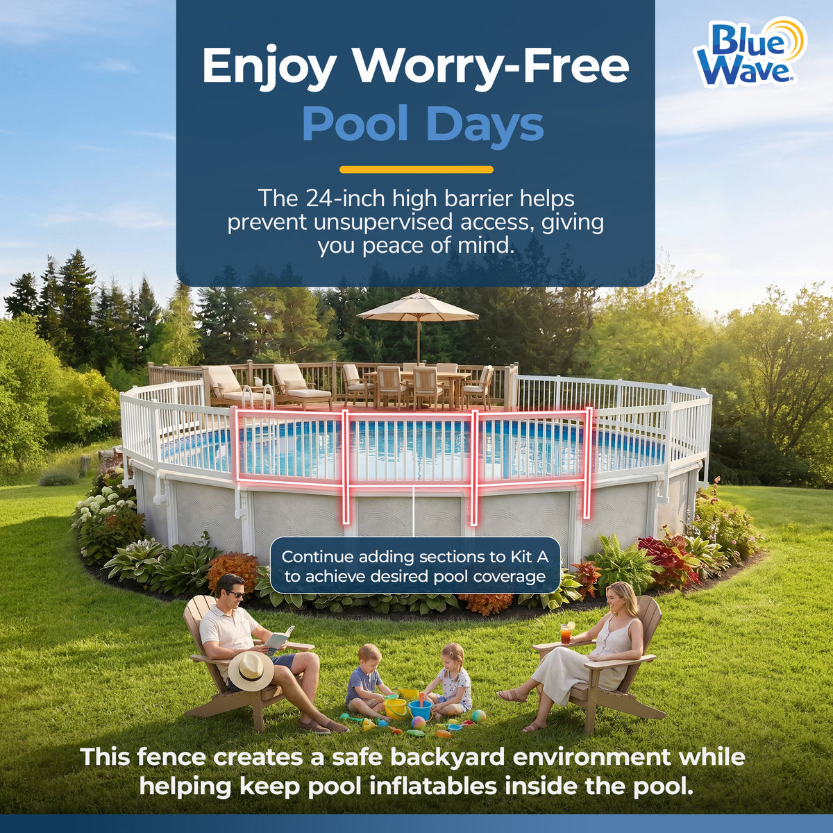 Above Ground Pool Fence Add-On Kit B (3 Sections), feature detail (image 4)