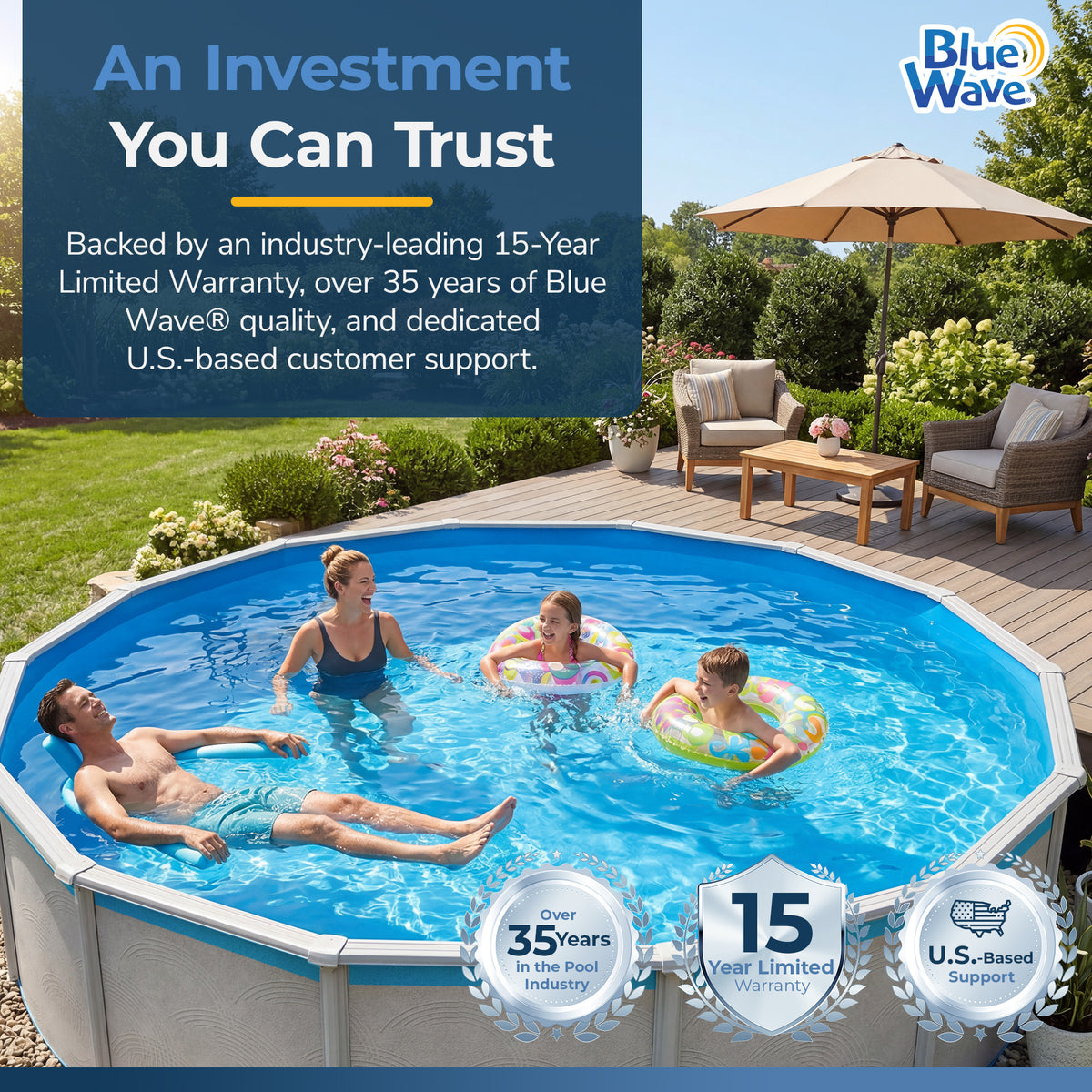 Solid Blue pool liner, 24' Round, feature detail (image 6)
