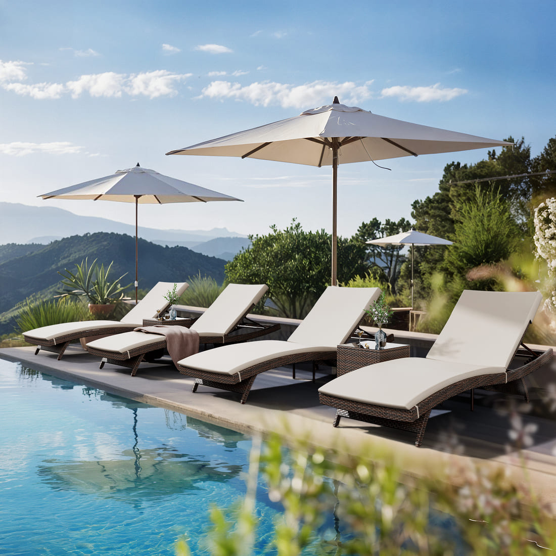 Pamapic Rattan Chaise Lounge Set