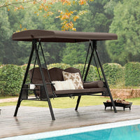 Pamapic 2-Seat Patio Swing Chair with Stand & Adjustable Canopy