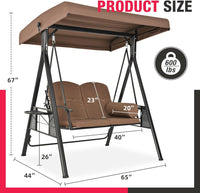Pamapic 2-Seat Patio Swing Chair with Stand & Adjustable Canopy
